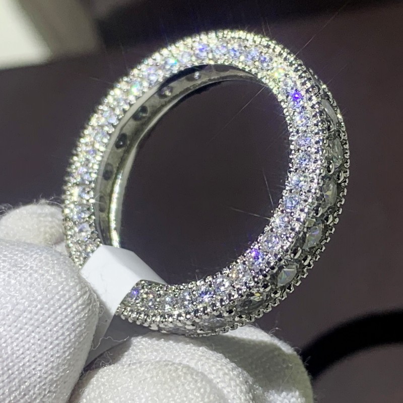 Sterg Sier White Topaz Promise Ring for Women, Unique Fine tail Bridal Wedding Ring, US Size 5-10