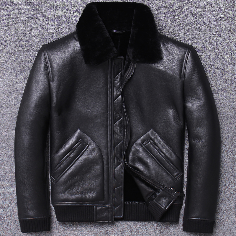 2019 Winter Genuine Leather Jacket Men Sheep Shearling Coat for Men Real Wool Fur Lining Motorcycle Este Cuir Homme U804 KJ3196, Black
2019 Winter Genuine Leather Jacket Men Sheep Shearling Coat for Men Real Wool Fur Lining Motorcycle Este Cuir Homme U804 KJ3196, Black