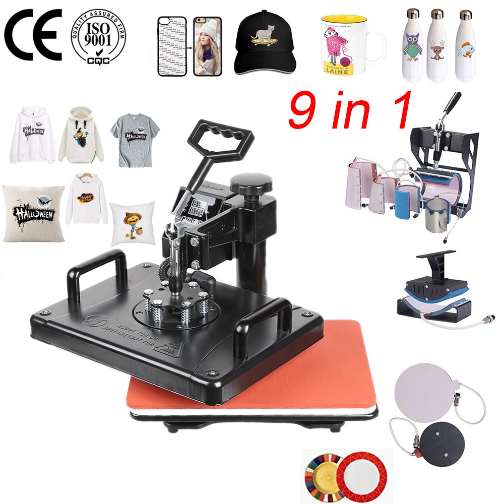 Free shipping Double Display 9 In 1 Combo Sublimation Heat Press Machine T shirt Heat Transfer Machine For Customizing T shirt/Keychain/Pen
Free shipping Double Display 9 In 1 Combo Sublimation Heat Press Machine T shirt Heat Transfer Machine For Customizing T shirt/Keychain/Pen