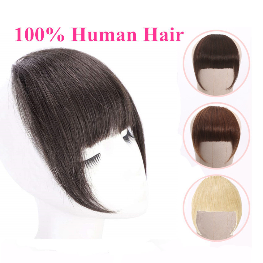 

Brazilian Human Hair Blunt Bangs Clip In Human Hair Extension Remy Clip-In Fringe Bangs alipearl 613 Blonde Neat