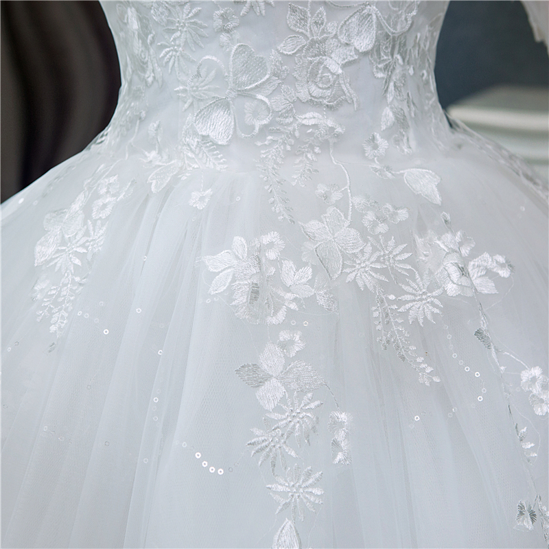 Half Sleeve Floral Print Ball Gown Wedding Dress 2020 New Fashion estidos de noivas