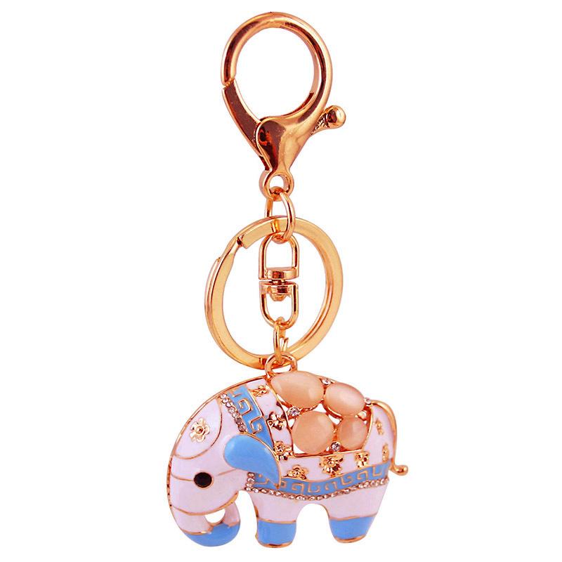 Drip Oil Alloy Car Keychain Keyring Car Accessories Cute Animal Elephant Key Chain Ring Holder For Women Bag Accessories