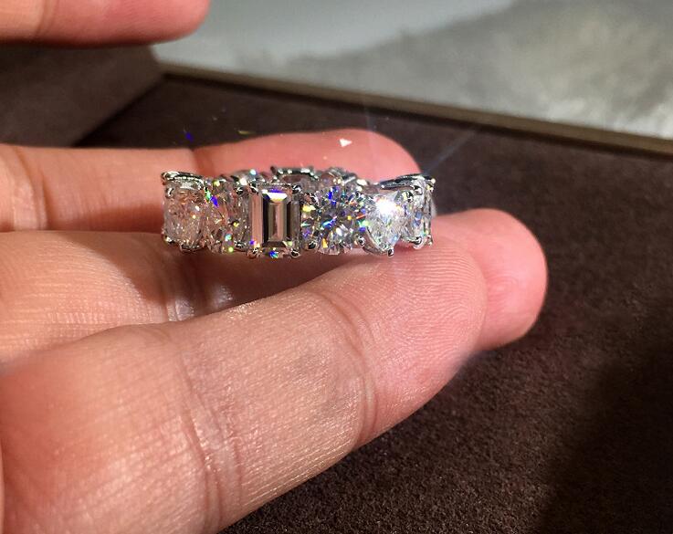 Classical Fashion Jewelry Handmade Hot Sale 925 Sterling Silver Princess White Topaz CZ Diamond Promise Women Wedding Finger Ring Gift