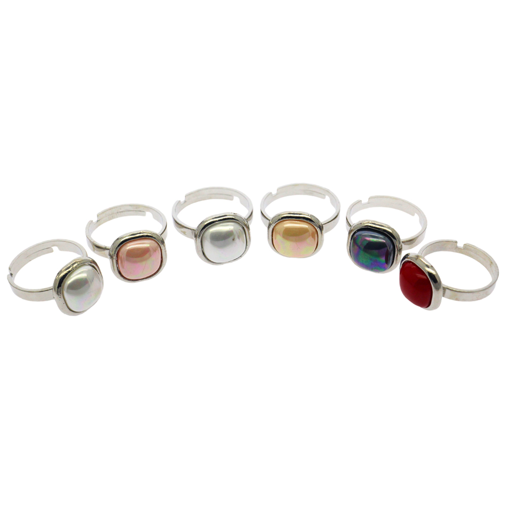 Fashionable natural shell jewelry originality delicate 6 colors square shell copper rings female charm jewelry