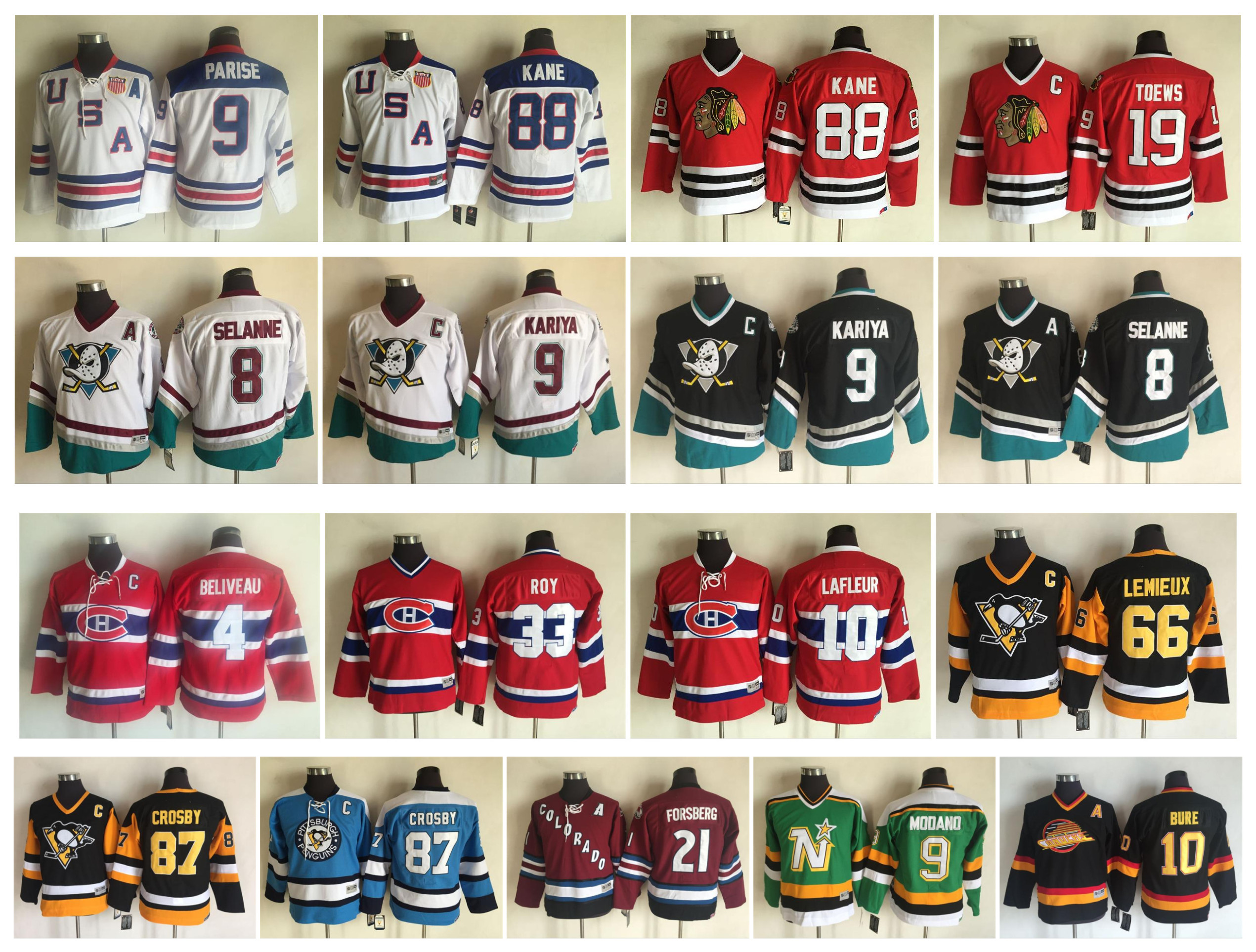Vintage Kids Hockey Jersey Ducks 8 Teemu Selanne 9 Paul Kariya USA 88 Patrick Kane Kids 9 Zach Parise 19 Jonathan Toews Pavel Youth CCM, As pic
Vintage Kids Hockey Jersey Ducks 8 Teemu Selanne 9 Paul Kariya USA 88 Patrick Kane Kids 9 Zach Parise 19 Jonathan Toews Pavel Youth CCM, As pic