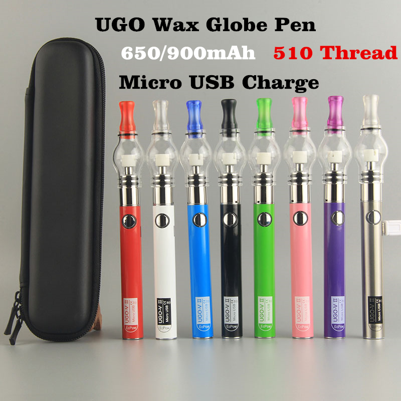 Electronic Cigarettes Wax Vaporizer Pen Starter Kit Glass Globe Atomizer with eCiga Micro USB 650/900mah UGO V II Battery от DHgate WW