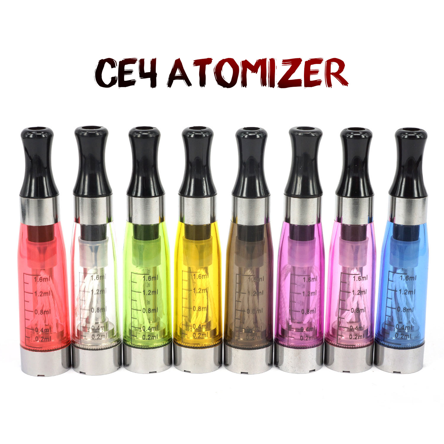 1.6ml eGo CE4 Atomizer Clearomizer 2.4ohm 510 thread for eGo Electronic Cigarette Vaporizer Cartomizer 8 styles available 
1.6ml eGo CE4 Atomizer Clearomizer 2.4ohm 510 thread for eGo Electronic Cigarette Vaporizer Cartomizer 8 styles available