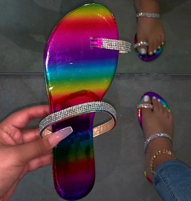2020 Summer Flat Women Sandals Handmade Rhinestones Slippers Rainbow Beach Shoes Simple Open Women Shoes, Purple
2020 Summer Flat Women Sandals Handmade Rhinestones Slippers Rainbow Beach Shoes Simple Open Women Shoes, Purple