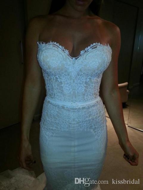 Winter Newest Fall White Lace Mermaid Wedding Dresses With Sweetheart Slim Corset Bodice Tulle Appliques Bridal Gowns Vestios De Novia