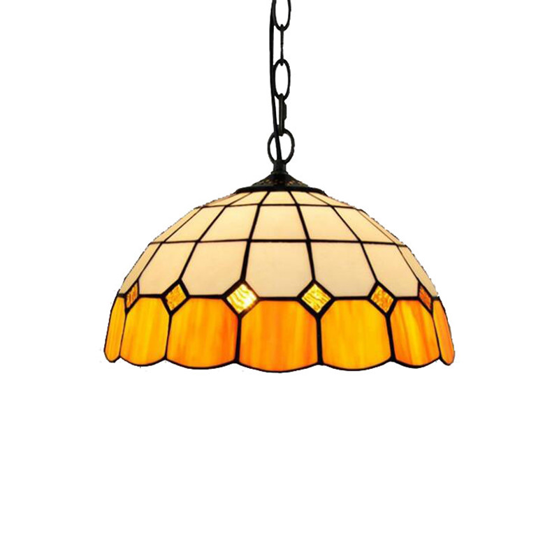 European simple Mediterranean creative glass lamp Tiffany stained glass retro restaurant bedroom bar orange chandelier TF069