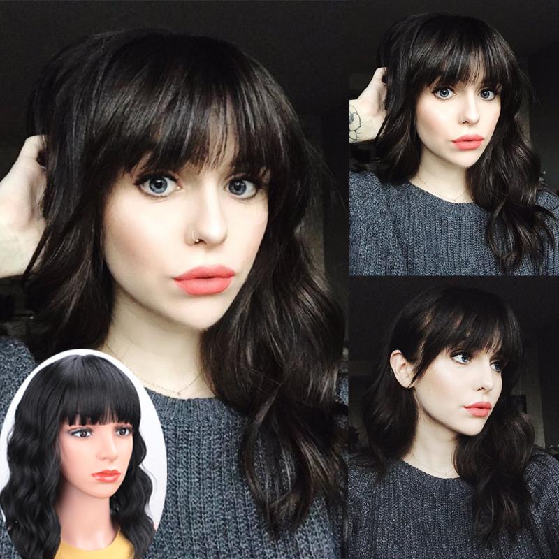 14 Inch Free Shipping Short Wavy Wig with Bangs For Black/White Women Synthetic Natural Black Wigs For American Heat Resistant, #1b
14 Inch Free Shipping Short Wavy Wig with Bangs For Black/White Women Synthetic Natural Black Wigs For American Heat Resistant, #1b