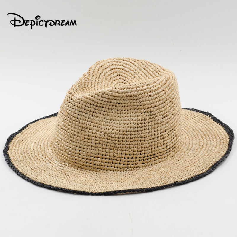Wide Brim Hats Handmade Weave Sun For Women Jazz Natural Lafite Hat Straw Outdoor Beach Summer Caps Chapeu Feminino, As shown
Wide Brim Hats Handmade Weave Sun For Women Jazz Natural Lafite Hat Straw Outdoor Beach Summer Caps Chapeu Feminino, As shown