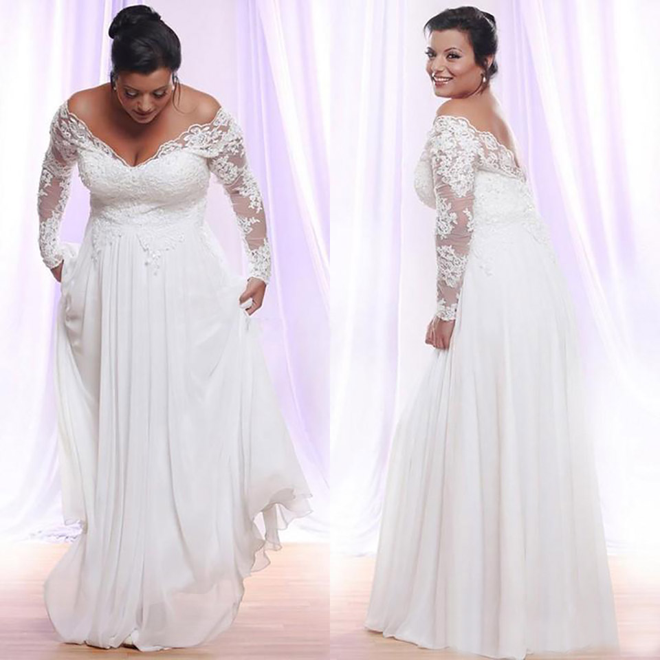 Long Sleeves Lace Plus Size Wedding Gowns V Neck Zipper Sexy Back Wedding Dresses Cheap Chiffon Bride Dress Wed, Same as image
Long Sleeves Lace Plus Size Wedding Gowns V Neck Zipper Sexy Back Wedding Dresses Cheap Chiffon Bride Dress Wed, Same as image