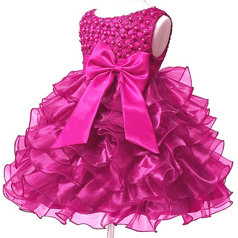 Baby Kids Pearl Princess Baptism Party Tutu Dress For Girls Infant Girl's Christening Birthday Dress Toddler Carnival Vestidos Y19061101