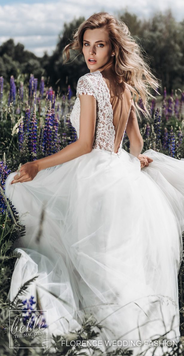 country florence wedding dresses lace applique cap sleeve backless tulle bridal gowns plus size beach robe de marie