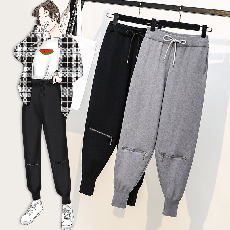 Plus Size Women Harem Pants High Waist Zipper Loose Knitting Thin Summer Spring Casual Trousers Fashion nine points turnip pants, Black
Plus Size Women Harem Pants High Waist Zipper Loose Knitting Thin Summer Spring Casual Trousers Fashion nine points turnip pants, Black