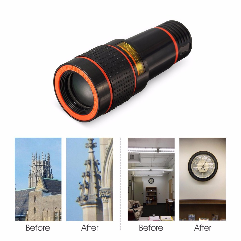 Universal Clip 8X 12X Zoom Cell Phone Telescope Lens Telepo External Smartphone Camera Lens For iPhone Samsung Huawei PDA439708695