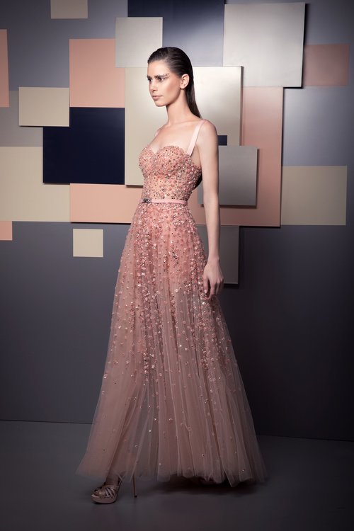 2019 Ziad Nakad Prom Dresses Sexy Spaghetti Straps Lace Beaded Crystal A Line Evening Dress Customized Special Occasion Gowns