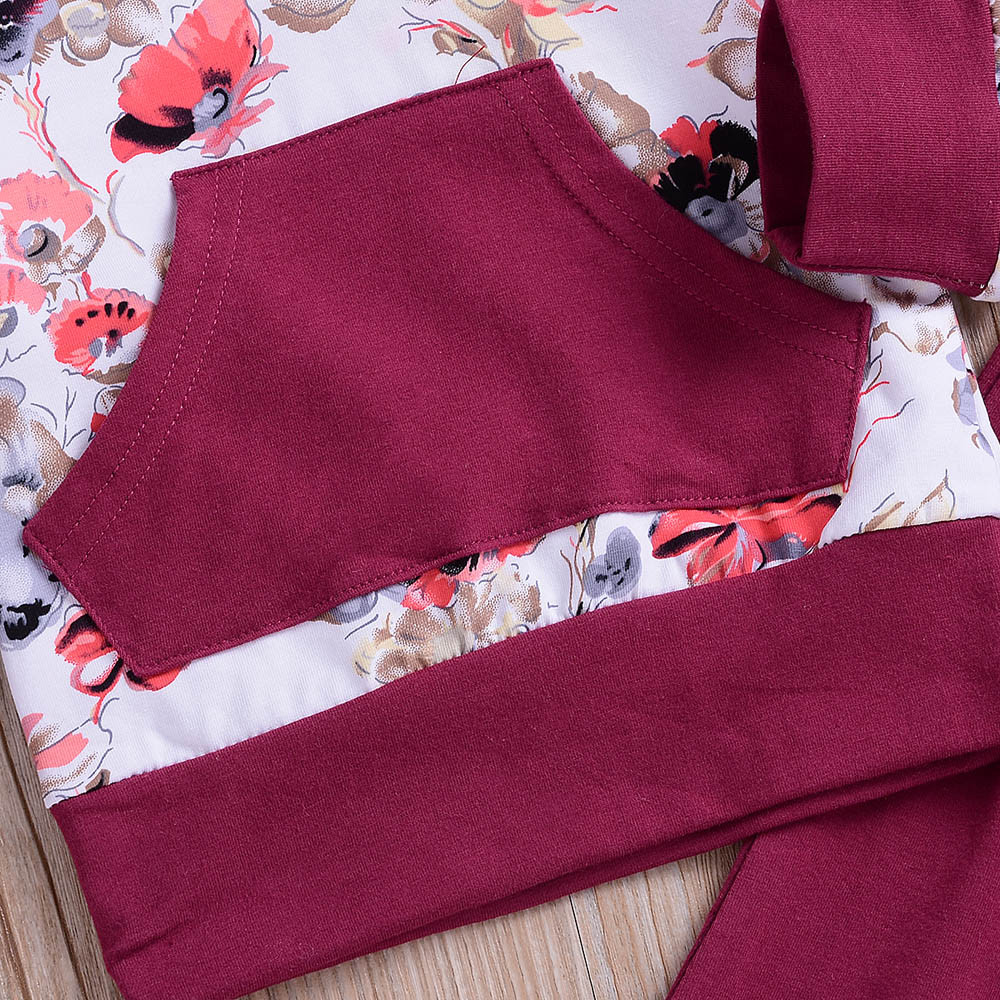 Fashion Baby clothes Boy Girl Clothing Set 2Pcs Floral Tops Hoodie Pants Outfits Set Clothes Winter clothes for children