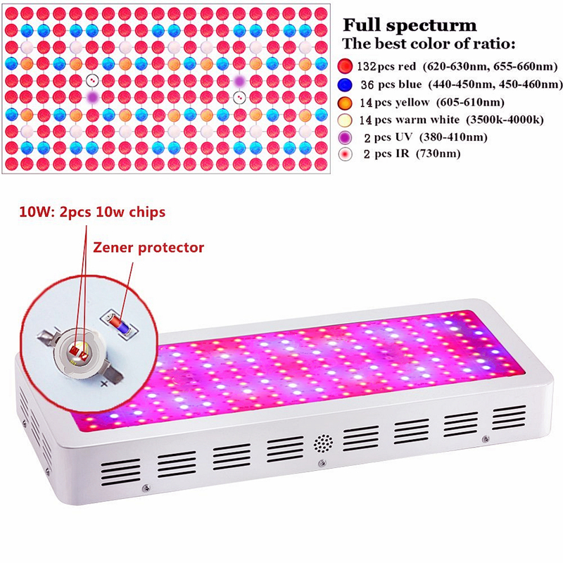2000W Double Chips LED Grow Light Full Spectrum 410-730nm For Indoor Plants and Flower Phrase with Very High Yield