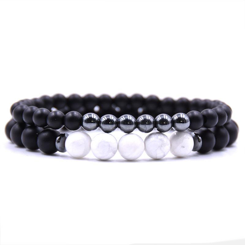 2PCS/Set Natural Stone Bracelets 8MM Tiger Eye Elastic Energy Stone Couple Charms Bracelet Women Men Fashion Jewelry Gift 5 Styles