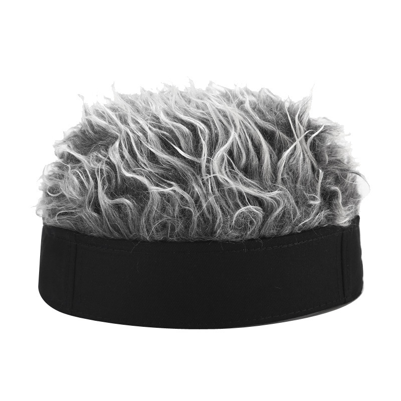 Fake Hair Wig Sun Cap for Men and Women Funny Cool Hip Hop Cap Short Melon Cap Solid Color Skullcap Baggy Retro Ski Fisherman Do wholesale