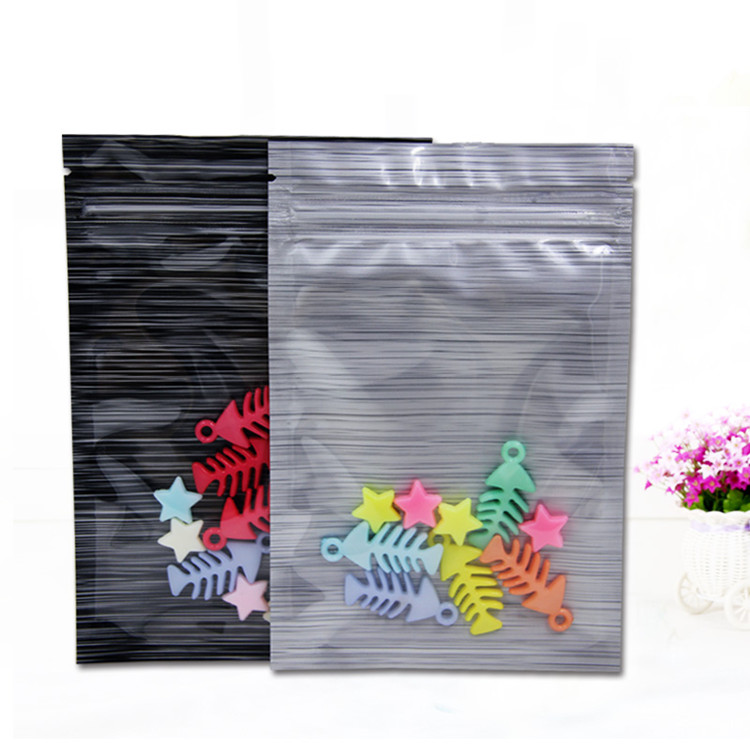 100pcs One Side Clear Drawing Aluminum Foil Zip Lock Bag Resealable Translucent Coffee Powder Gifts Trinkets Jewelry Cosmetics Packaging Pouches