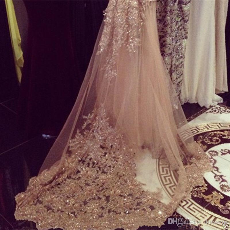 shiny champagne white ivory bridal veils lace sequins cathedral length 300200cm 100 luxury brides wedding veil