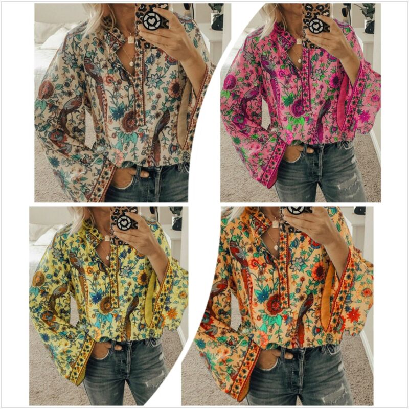 2020 New Fashion Womens Ladies Floral Style Summer Boho Long Sleeve Casual Loose Tops Hippie Tunic Blouse Shirt -2XL
2020 New Fashion Womens Ladies Floral Style Summer Boho Long Sleeve Casual Loose Tops Hippie Tunic Blouse Shirt -2XL