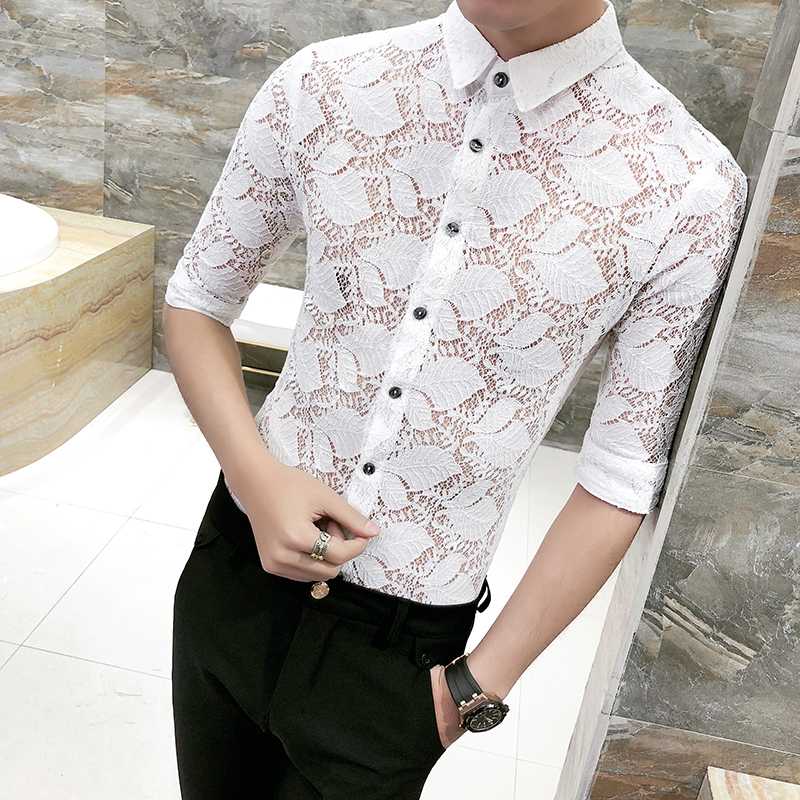 Summer Men Fashion Sexy Hollow Nightclub Three quarter Sleeve 2020 New Slim Half sleeve men shirts Camisas Hombremens, Black
Summer Men Fashion Sexy Hollow Nightclub Three quarter Sleeve 2020 New Slim Half sleeve men shirts Camisas Hombremens, Black