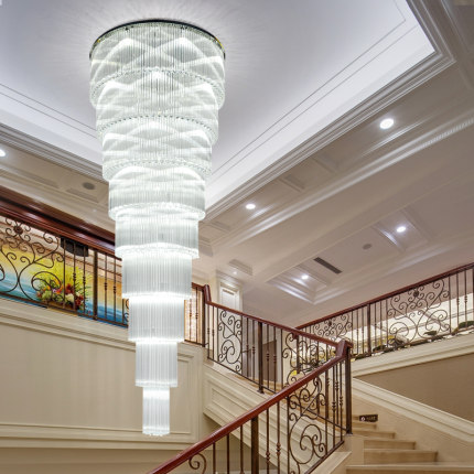 LED Modern K9 Crystal Chandeliers Lights Fixture European Crystal Chandelier American Villa Hotel Big Long Stair Way Home Indoor Lighting Staircase Ha