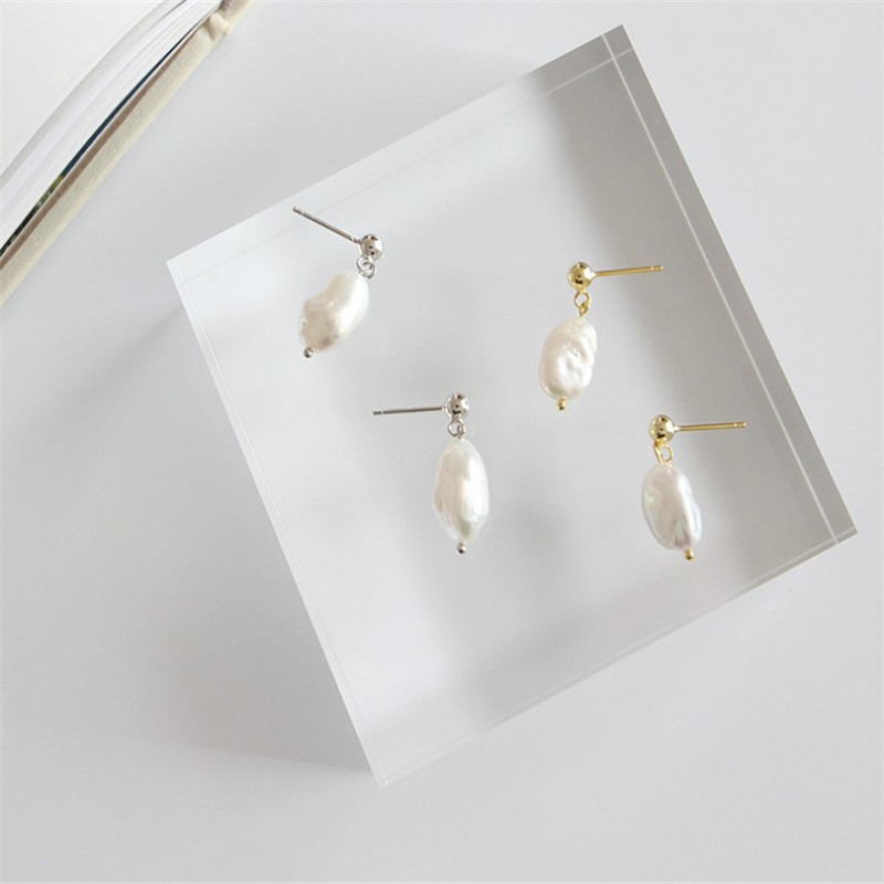 Sterling Silver 925 Jewelry Earrings Simple Baroque Freshwater Irregular Pearl Dangle Earring For Women Girls Gifts Drop Earring