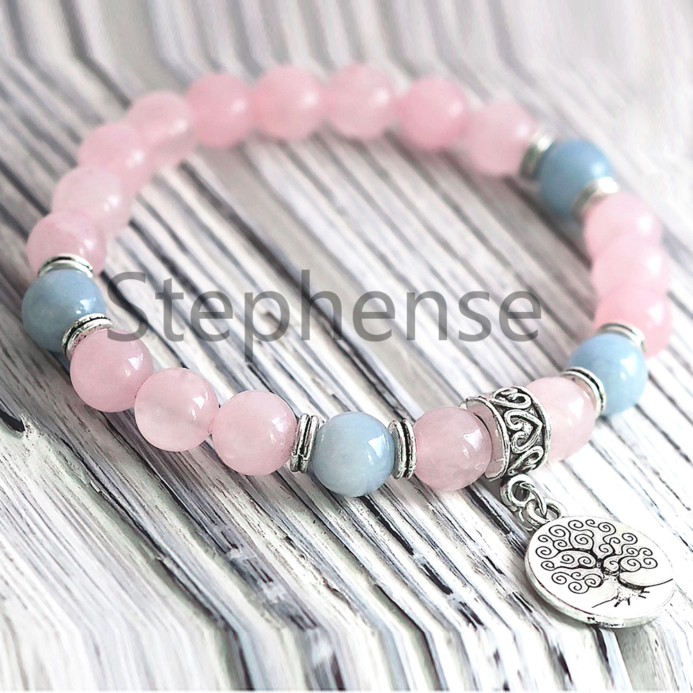 MG0640 Women`s Rose Quartz Bracelet A Grade Aquamarine Energy Bracelet Tree of Life Charm Yoga Mala Bracelet, Black
MG0640 Women`s Rose Quartz Bracelet A Grade Aquamarine Energy Bracelet Tree of Life Charm Yoga Mala Bracelet, Black