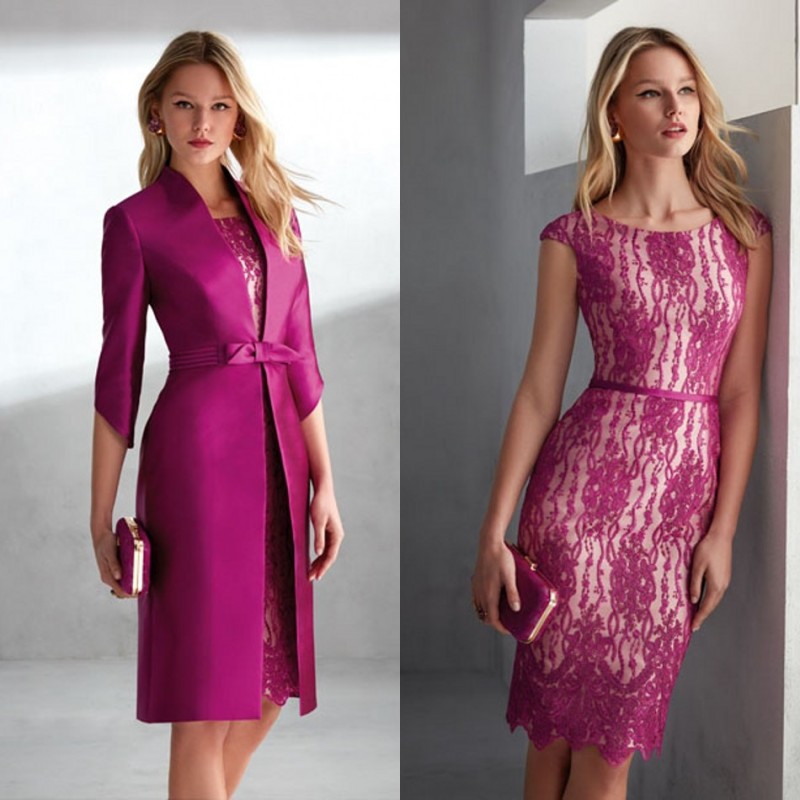 2019 Elegant Fuchsia Mother of The Bride Dresses Jewel Neck Half Long Sleeves Wedding Guest Dress With Jacket Knee Length Evening Gowns
2019 Elegant Fuchsia Mother of The Bride Dresses Jewel Neck Half Long Sleeves Wedding Guest Dress With Jacket Knee Length Evening Gowns