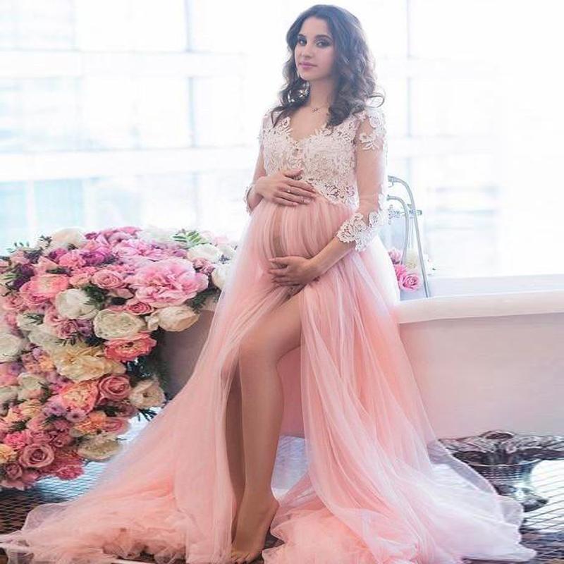 Elegant Blush Maternity Lace Dress for Photoshoot with Long Tulle Skirt Maternity Wedding Dresses 3/4 Sleeve Front Split Bridal Dresses, White
Elegant Blush Maternity Lace Dress for Photoshoot with Long Tulle Skirt Maternity Wedding Dresses 3/4 Sleeve Front Split Bridal Dresses, White