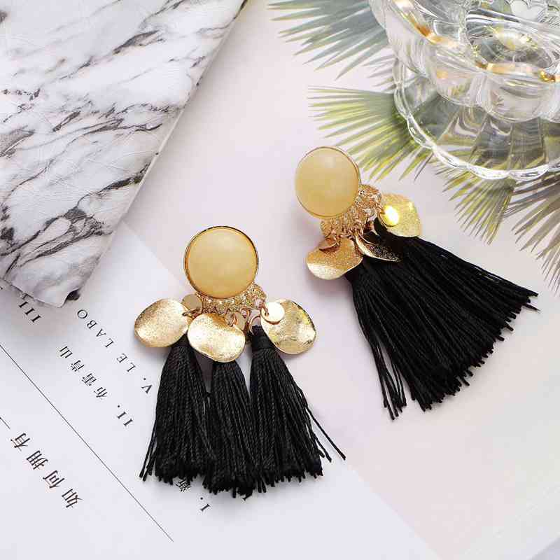 Alloy resin tassel earrings ladies hanging earrings retro style fashion jewelry birthday Valentine's Day Easter gift