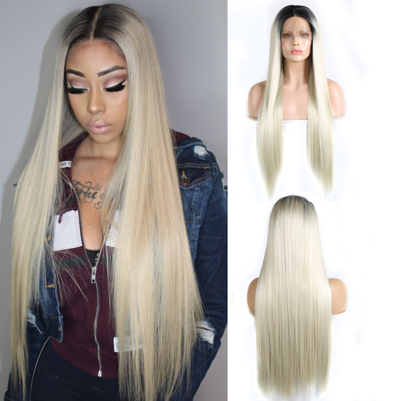 Charisma Ombre Blonde Wig Middle Part Long Silky Straight Hair Synthetic Lace Front Wig with Black Roots Ombre Wigs for Women, As pic
Charisma Ombre Blonde Wig Middle Part Long Silky Straight Hair Synthetic Lace Front Wig with Black Roots Ombre Wigs for Women, As pic