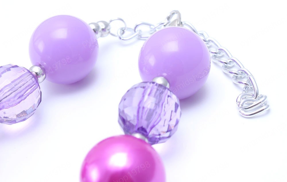 Cute Purple Chunky Beads Necklace Bracelets Set For Child/Kids/Girls Fashion Bubblegum Beaded Jewelry Set For Party New