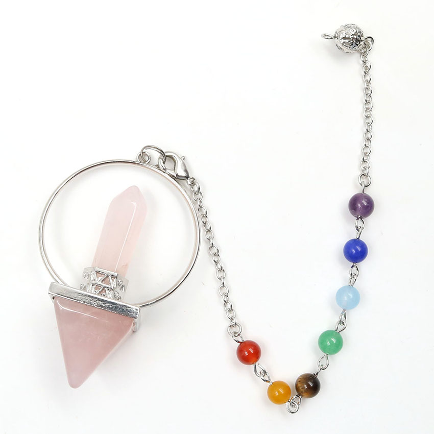 Natural crystal hexagonal column energy pyramid chakra chain spirit decoration pendant men and women Reiki Healing Crystal Pendant Necklace