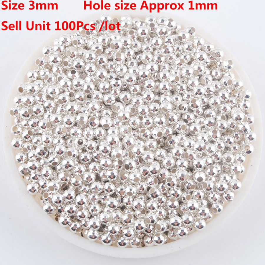 WOJIAER 3mm 4mm 6mm 8mm Gold Silver-Color Pewter Metal Iron Round Loose Beads Spacer for Jewelry Making 100pcs/lot BH306
