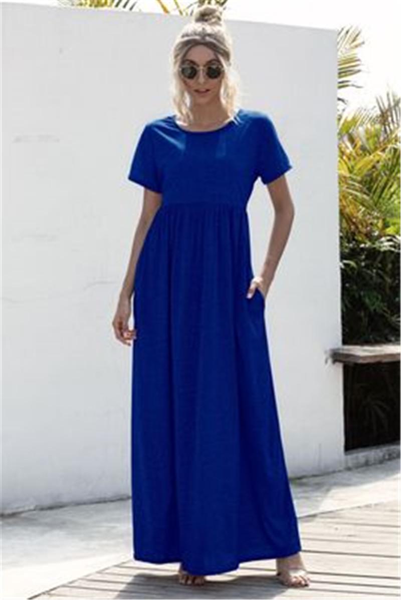 Solid Color Short Sleeve Dress Women Fashion New Round Neck Casual Pocket Swing Dresses Hot Sell Summer Designer Female Long Dress Clothing
Solid Color Short Sleeve Dress Women Fashion New Round Neck Casual Pocket Swing Dresses Hot Sell Summer Designer Female Long Dress Clothing