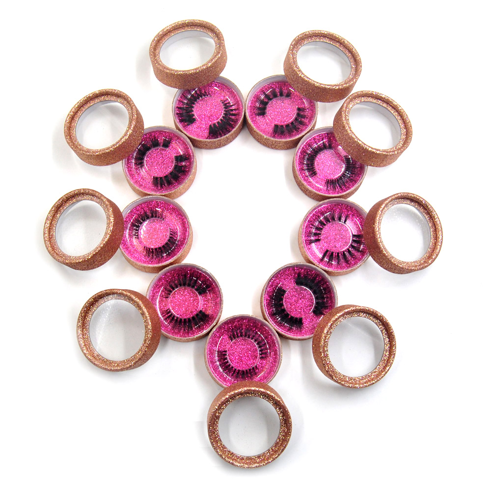 Mink Lashes Rose Gold 3D Diamond Sparkle Series Hand Made Clear Band Thick Eyelashes Curl Soft Eye Extensions Circle Box