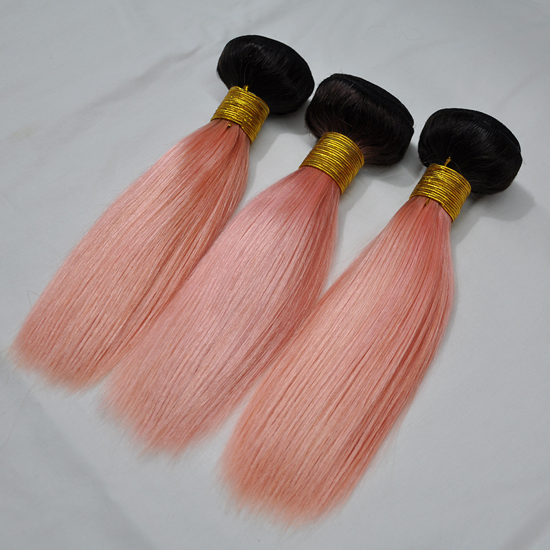accept epacket 100 human 1b pink rose gold ombre human hair bundles brazilian hair 3 bundles remy hair extensions