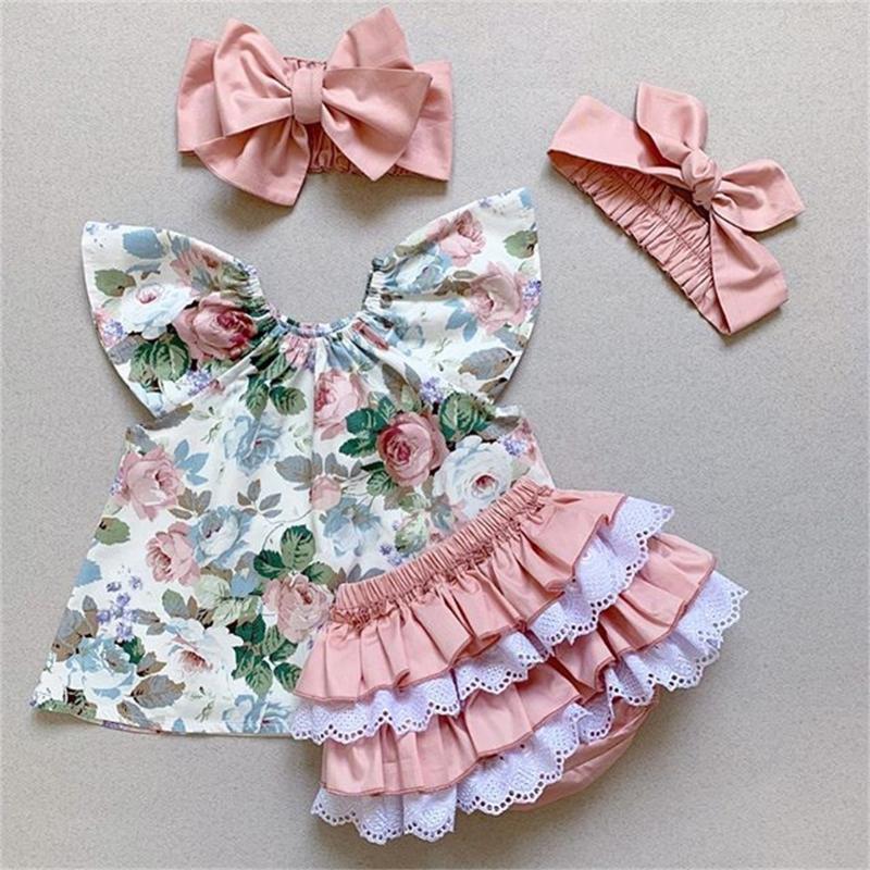 3pcs Baby Girl Clothes sets Floral Printed Sleeve Top Lace Patchwork Ruffle PP Shorts Headband Outfit Girl Summer Clothing, As pic
3pcs Baby Girl Clothes sets Floral Printed Sleeve Top Lace Patchwork Ruffle PP Shorts Headband Outfit Girl Summer Clothing, As pic