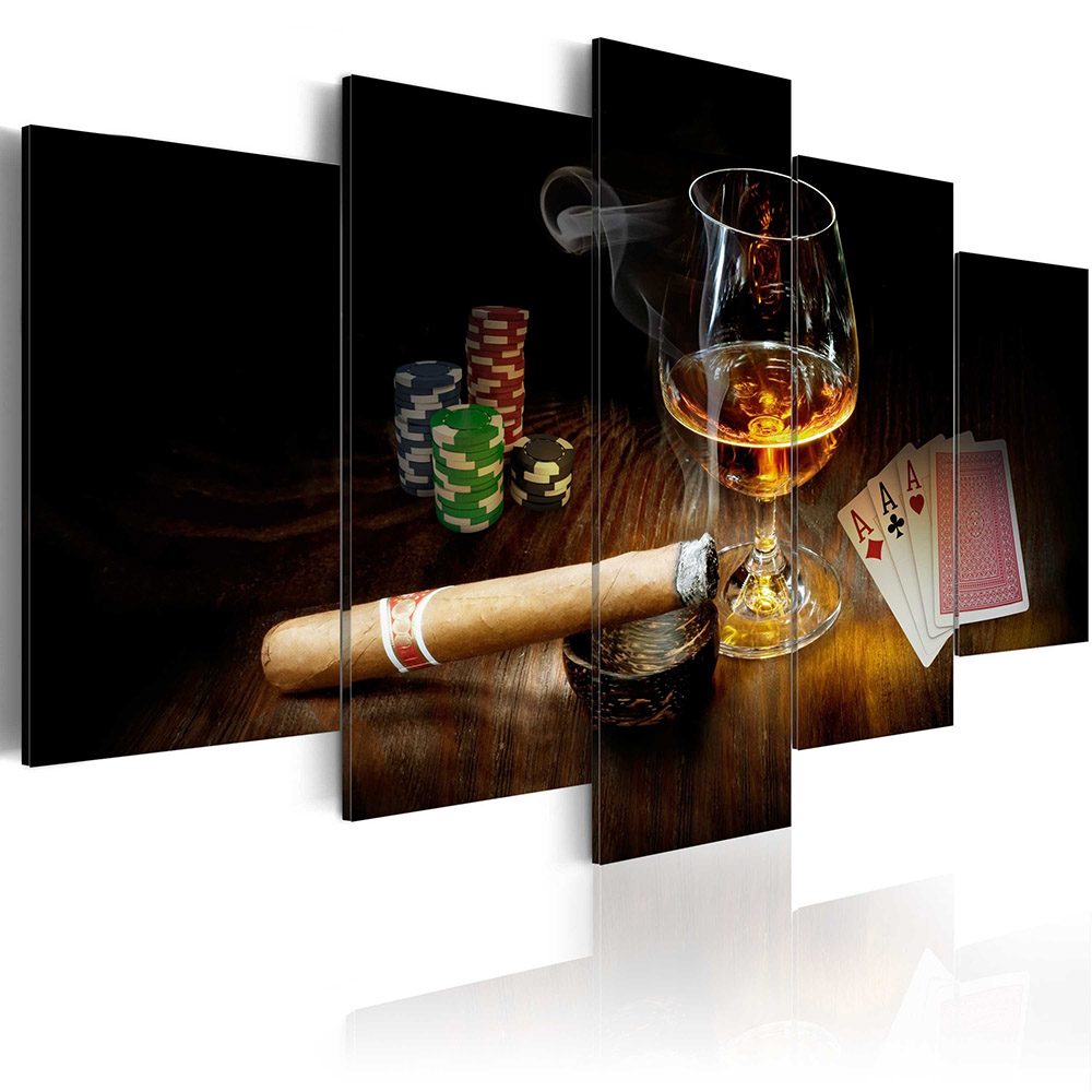 Home Decoration 5 Piece Wine Cups Pictures Canvas Oil Painting on Wall Art for Living Room Print Decor (no Frames)