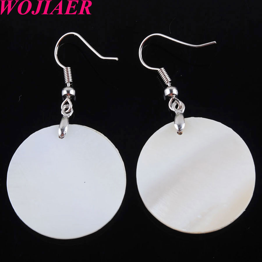 WOJIAER Vintage Double Color Oval Dangle Earrings Set For Women Girl Natural Abalone Shell Beads Drop Ear Jewelry BV905