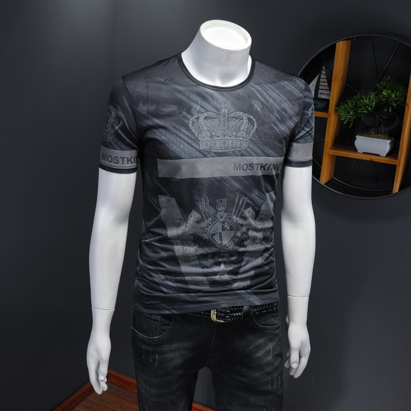 2020 new short-sleeved t-shirt embroidered men's summer port trend printing black round neck mercerized cotton new bottoming shirt, White;black
2020 new short-sleeved t-shirt embroidered men's summer port trend printing black round neck mercerized cotton new bottoming shirt, White;black
