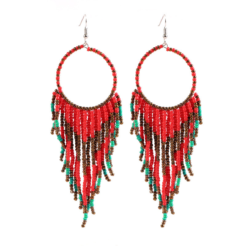 Bohemia National Style Earrings Handmade Beaded Fashion Multilayer Tassels Bead Long Dangle Earrings Women Girls Jewelry Gift 7 Styles