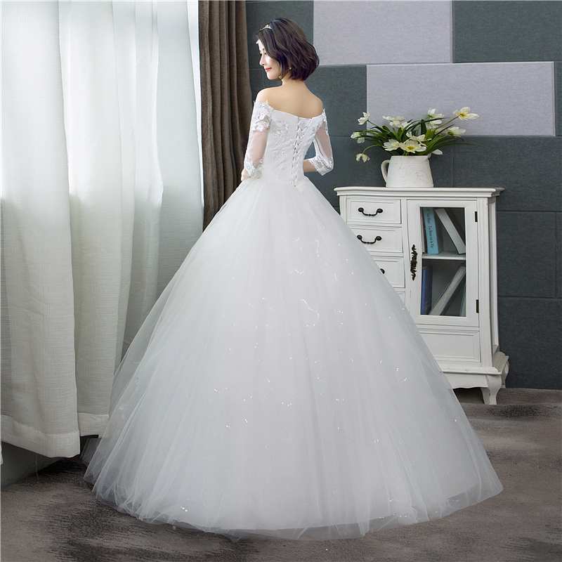 Half Sleeve Floral Print Ball Gown Wedding Dress 2020 New Fashion estidos de noivas