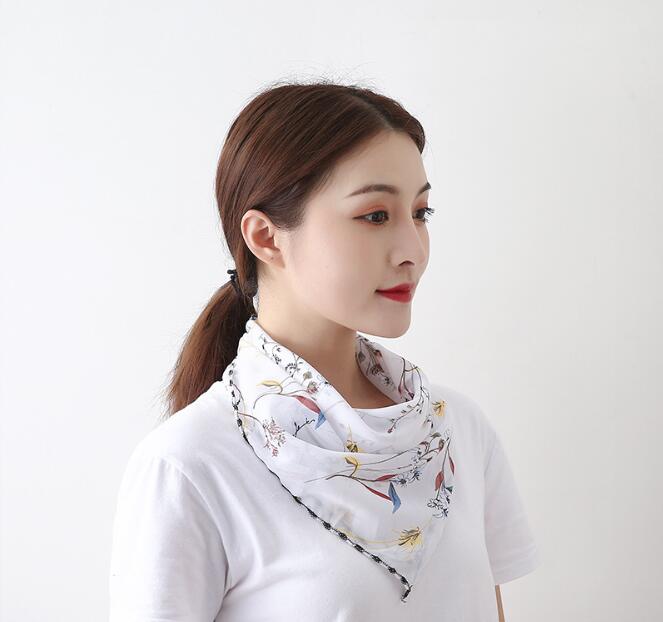 Sunscreen Mask Neck Protection Thin Summer Breathable Silk Scarf Full Covering Chiffon Triangle Scarf Outdoor Riding Women